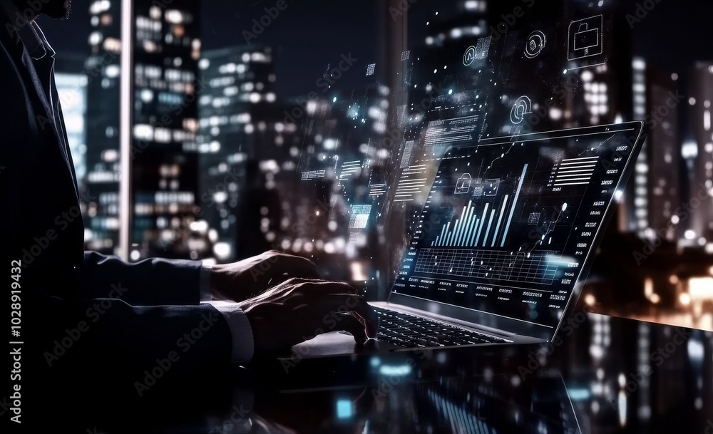 Poster Technology algorithm system software website tool, write command prompt digital internet support chart analysis for big complex businesses using AI data tech analytics