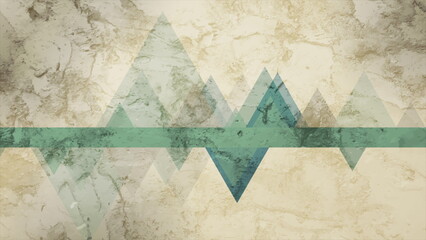 Grunge retro tech background with geometric triangles