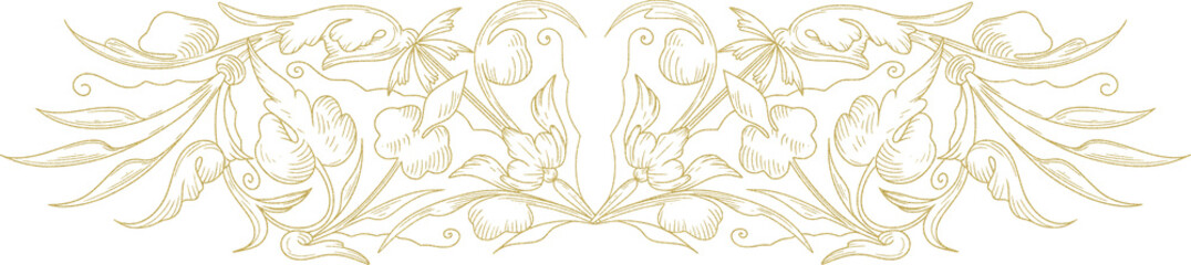 Vintage Baroque fine Line Borders in gold style