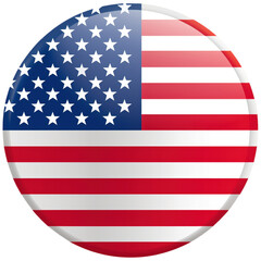 Round shape American flag icon with stars and stripes