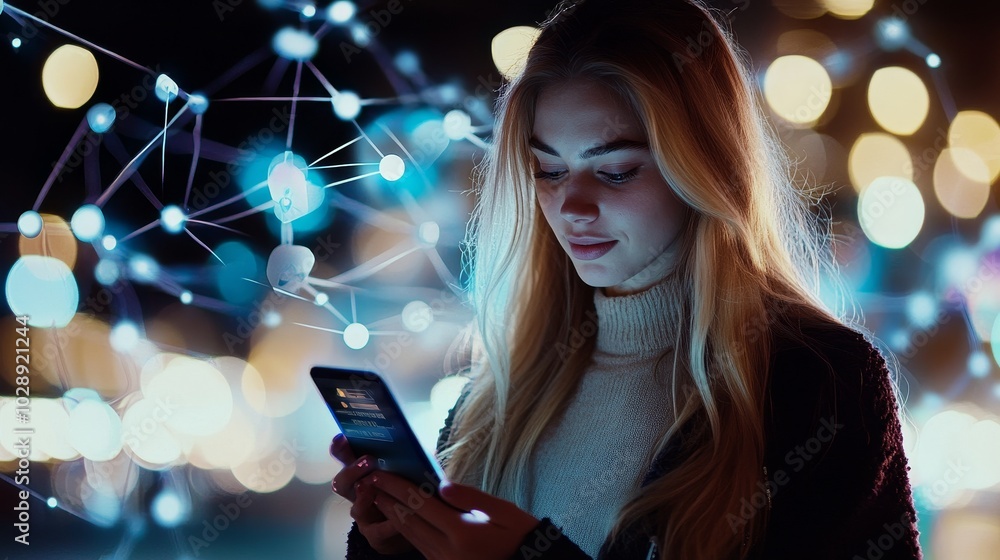 Aufkleber a global network on digital online marketing, use of tablets, laptops, smartphones, and analysis of 