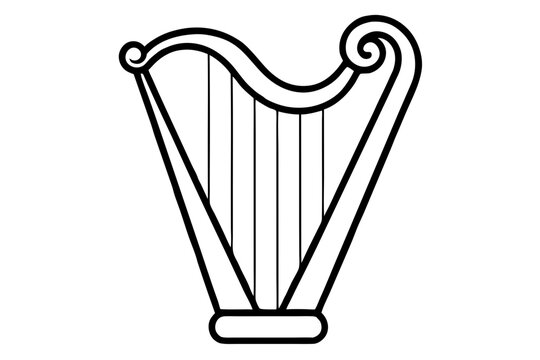 black and white harp musical instrument clip art preview