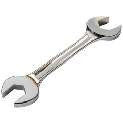 Silver smooth steel loving wrench on a transparent background.
