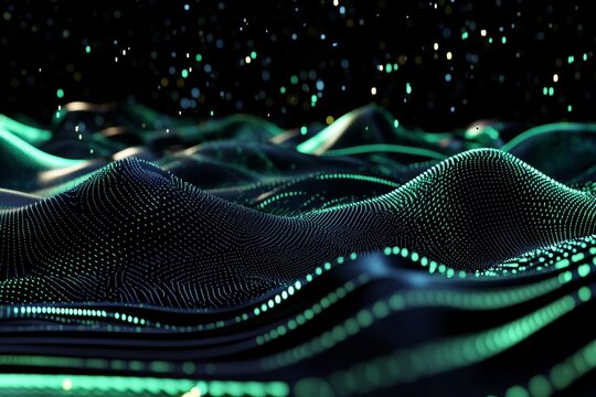 This abstract landscape represents the terrain of software development with its rolling code hills