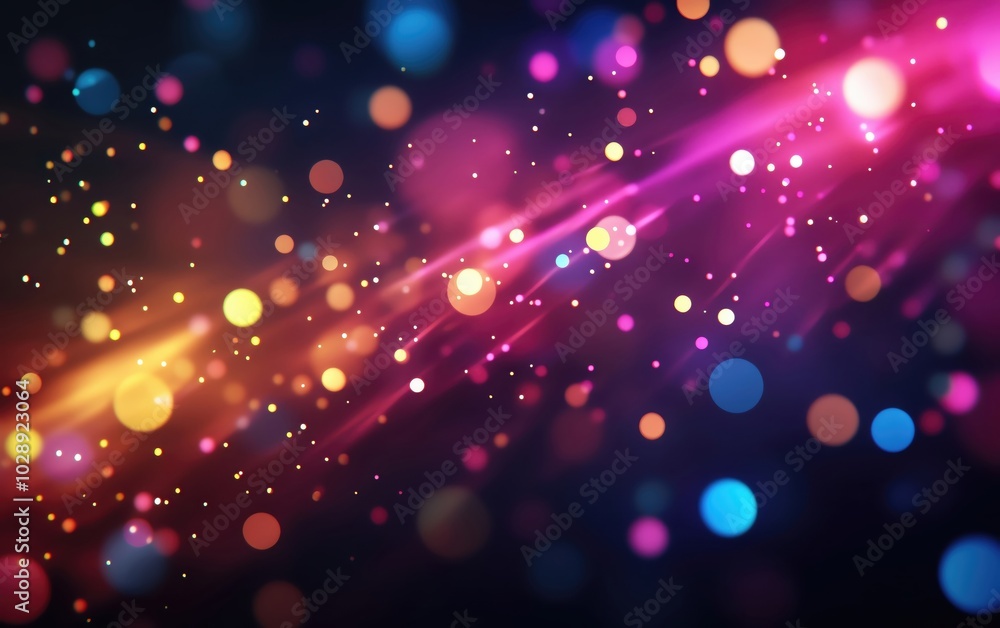 Poster vibrant abstract background with colorful bokeh, light rays, and sparkle effects, perfect for design