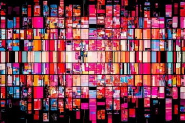 Abstract Artwork with a Colorful Grid of Rectangles