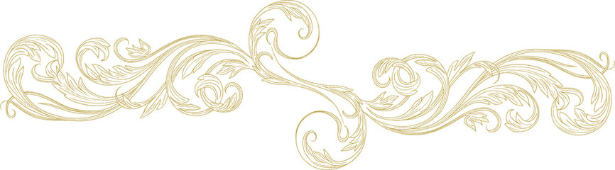 Vintage Baroque fine Line Borders in gold style