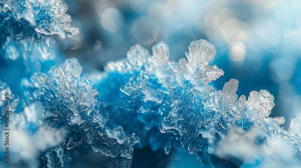 Poster intricate frost patterns on windowpane