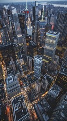 Fototapeta premium Bustling cityscape with skyscrapers and busy streets, 4K hyperrealistic photo