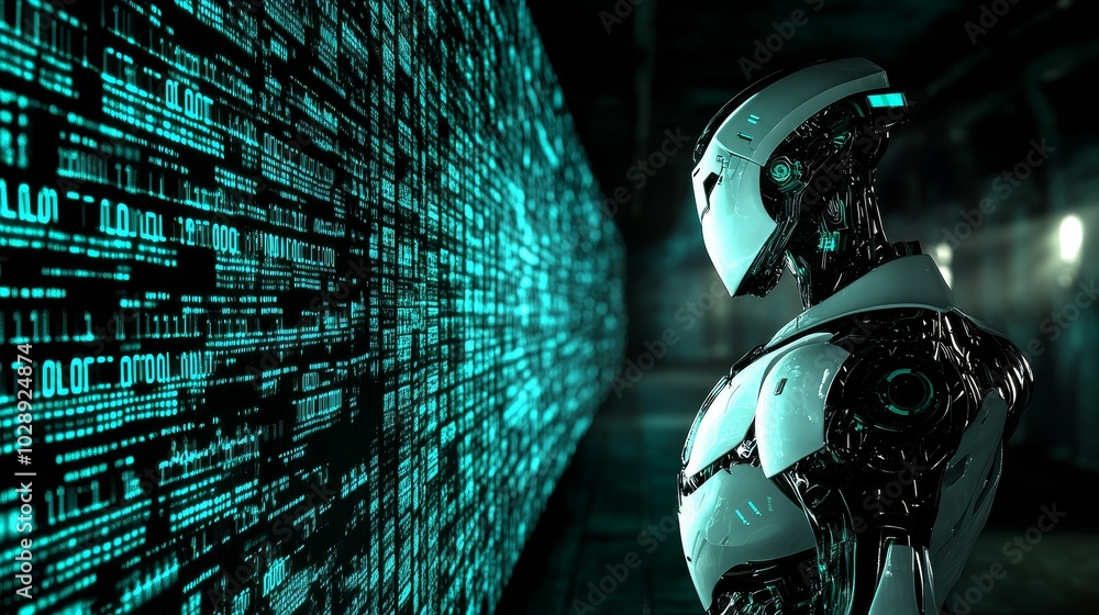 Poster AI-driven humanoid robot in a control center