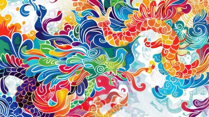 Obraz premium Vibrant Thai Pattern with Colorful Swirls