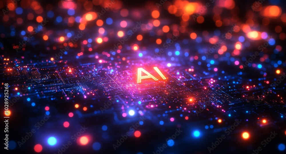 Poster ai stock. concept for big data and deep machine learning. technology for business internet.