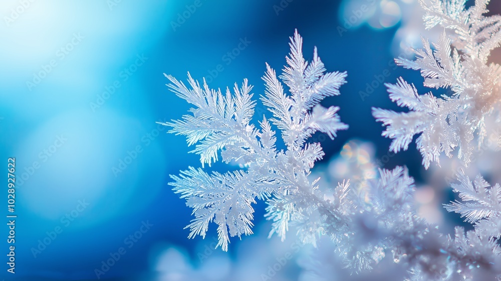 Poster frost patterns on windowpane in macro photography