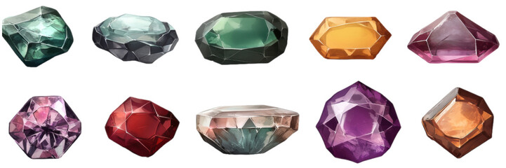 Colorful Gemstones  Precious Stones  Jewelry Design Elements  Digital Illustration