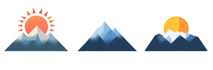 Mountain Range Sun Sunrise Sunset Illustration