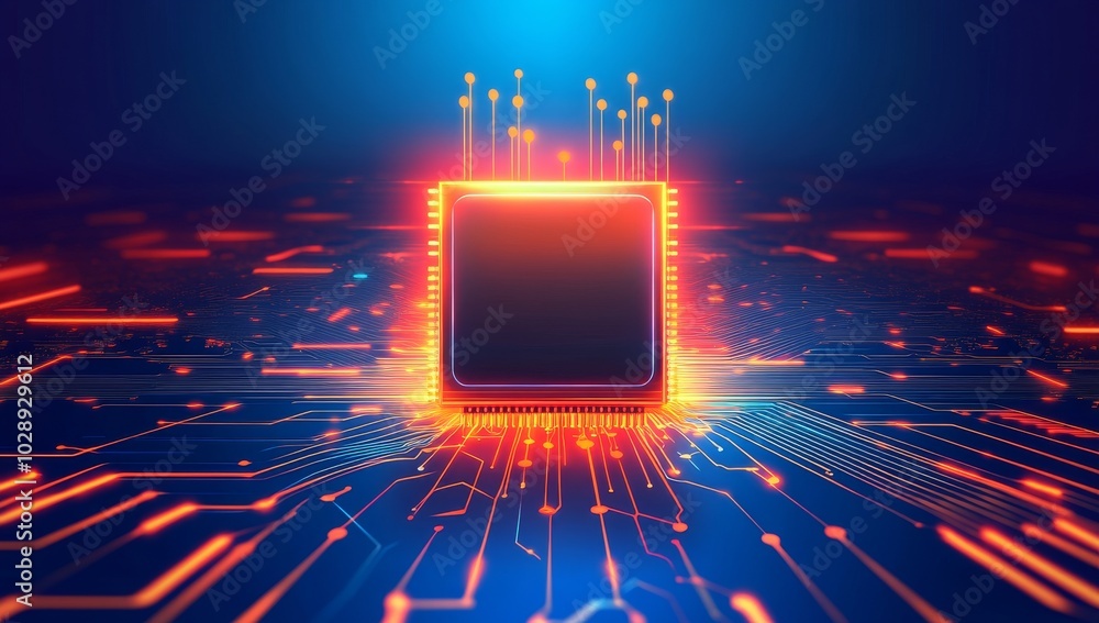 Poster a futuristic cpu. an illustration of a global computer network with a quantum processor and an hud e