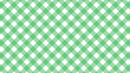 手書きの斜めギンガムチェック柄のパターン - シンプルでかわいい緑色と白の背景素材 - 16:9

