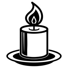 candle line art silhouette vector illustration