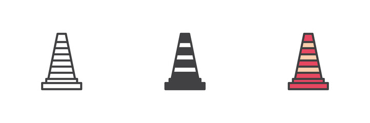 Traffic cone different style icon set