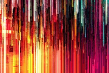 Abstract Digital Artwork with Vertical Stripes in Red, Yellow, and Black Hues