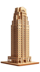 A detailed model of an Art Deco skyscraper showcasing architectural elegance and urban...