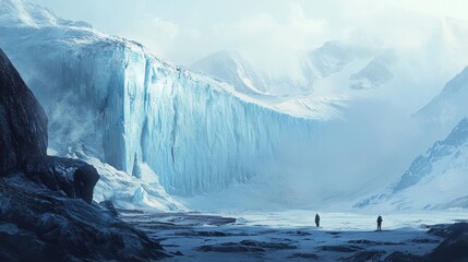 Glacier Wall in a Frozen Landscape