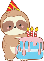 Cute sloth vector icon. Funny baby sloth animal series stock illustration. Slow life of fluffy sloth designs.