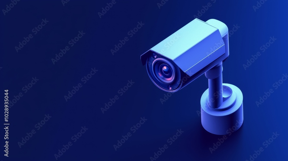 Poster modern security camera icon on minimal background