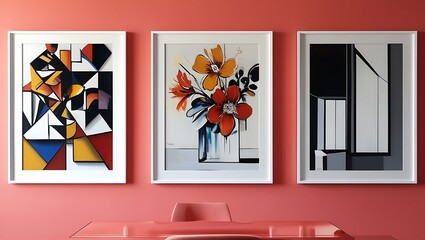 geometric art paintings. Creative minimalist hand drawn illustration for wall decoration