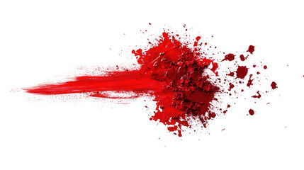 Abstract red paint splash creating a dynamic and vibrant visual effect against a white background, highlighting movement and creativity.