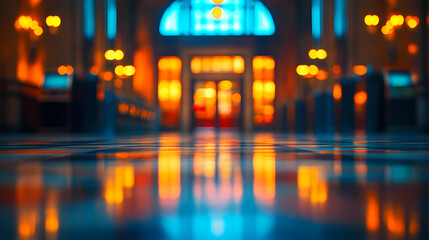 Modern bright office interior with furniture and daylight.Blurred background of a modern office space. Blurred office backdrop.