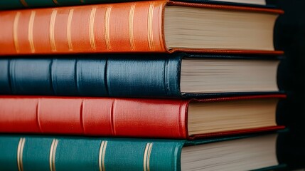 Stacked vintage books with colorful spines