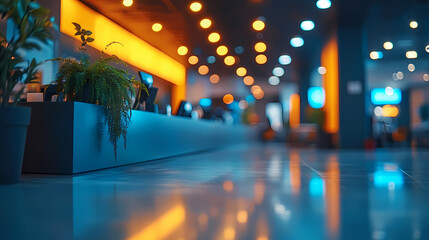Modern bright office interior with furniture and daylight.Blurred background of a modern office space. Blurred office backdrop.