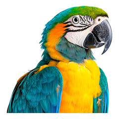 Fototapeta premium Vibrant Macaw Bird Portrait on Transparent Background