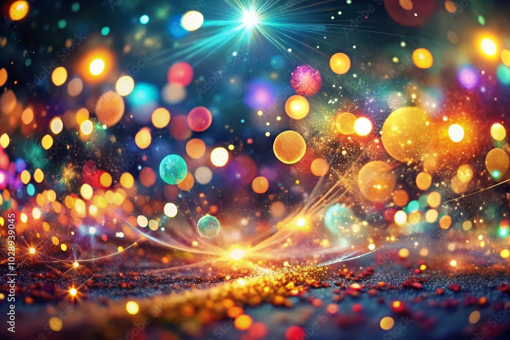 Poster game visual effects with glowing sparkle and bokeh effect for immersive gaming experience