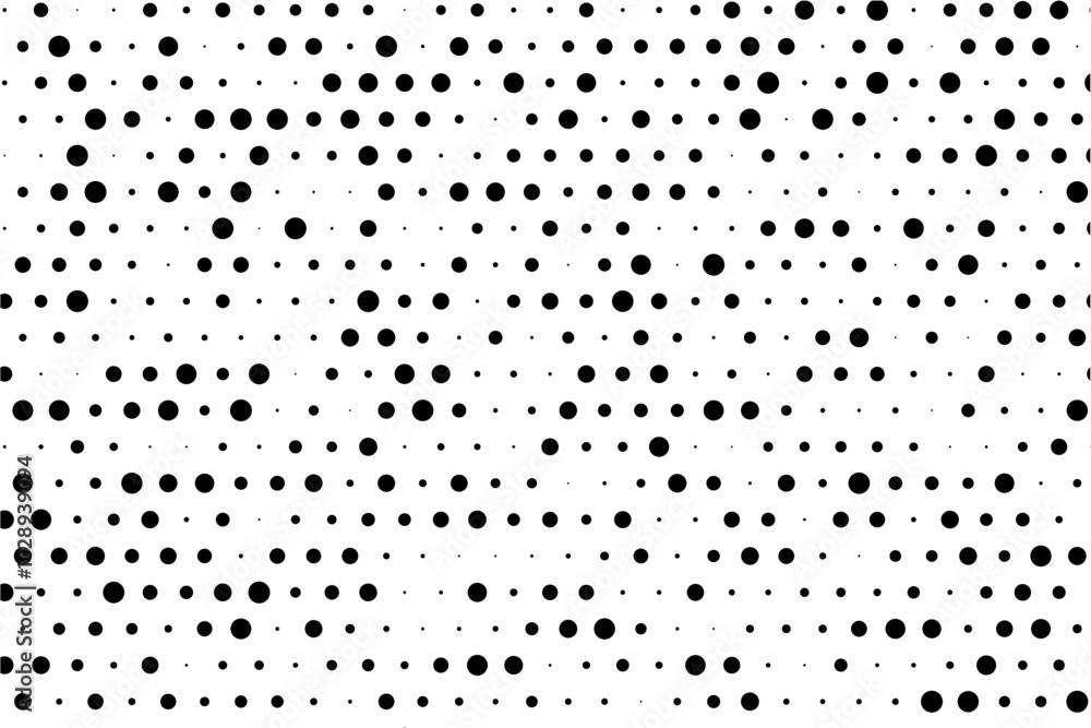 Poster Minimalist staggered dotted grid with random sizes