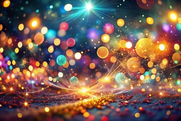 Obraz premium Game Visual Effects with Glowing Sparkle and Bokeh Effect for Immersive Gaming Experience