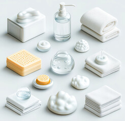 3D Icon Set Featuring Essential Handwashing Items for Global Handwashing Day Awareness Campaign