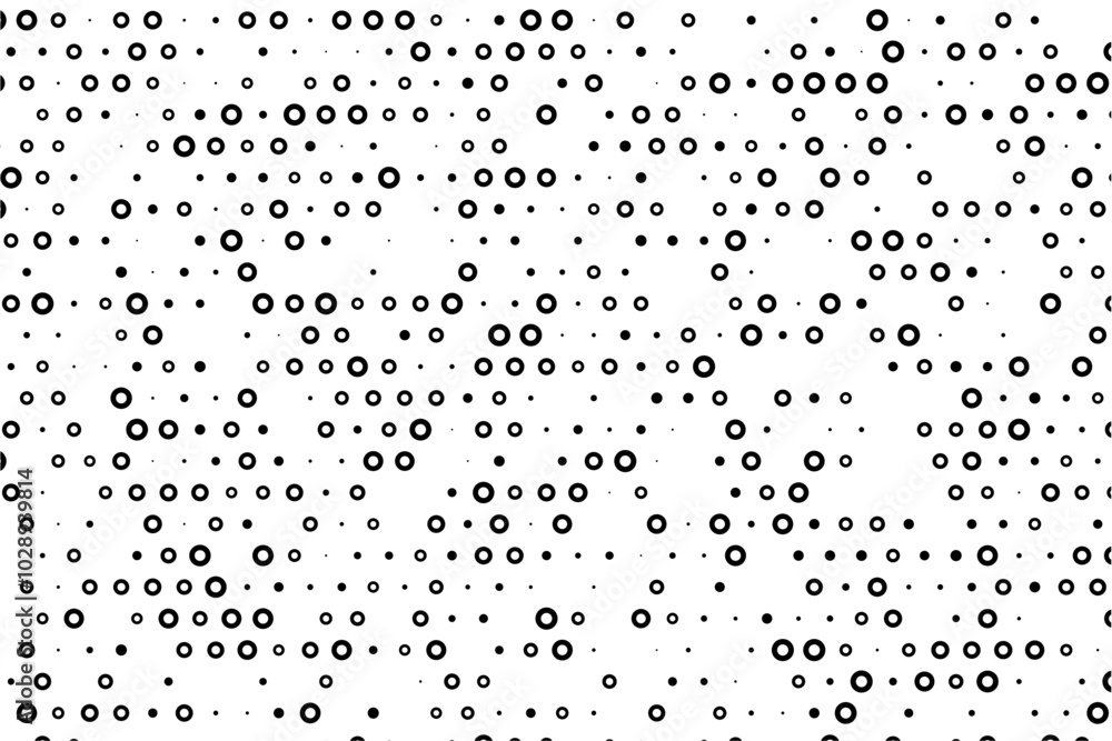 Poster Symmetrical dot grid with hollow centers and random sizes