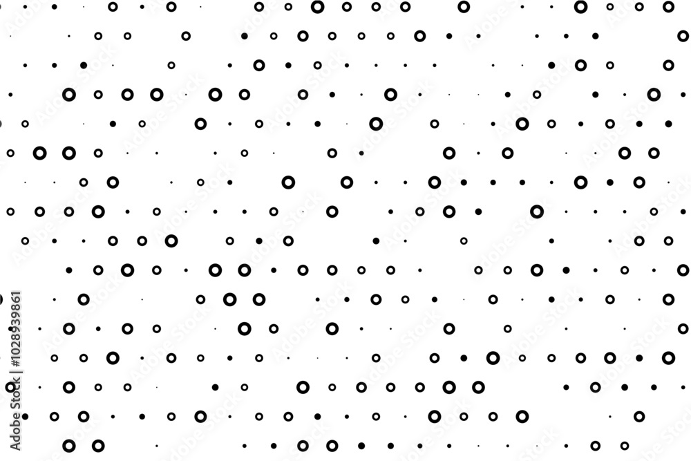 Poster Symmetrical dot grid with hollow centers and random sizes