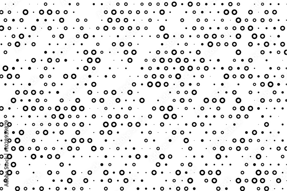 Poster Symmetrical dot grid with hollow centers and random sizes