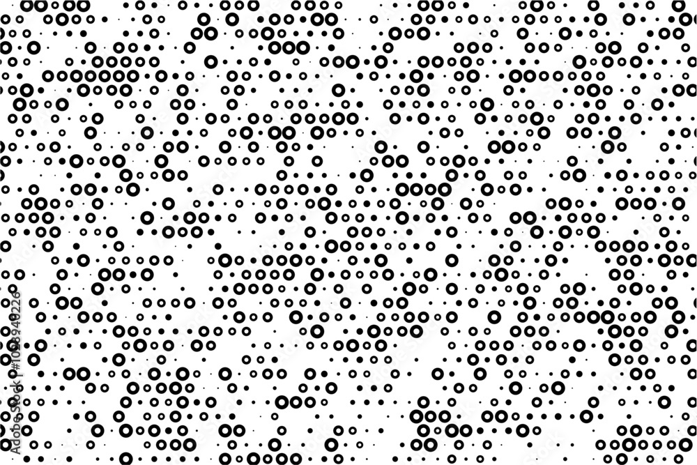 Poster Staggered dot grid with circular hollow elements
