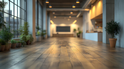 Modern bright office interior with furniture and daylight.Blurred background of a modern office space. Blurred office backdrop.