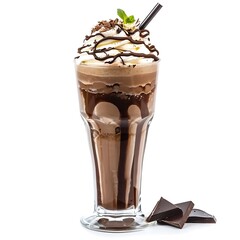 Chocolate milkshake isolated on white background