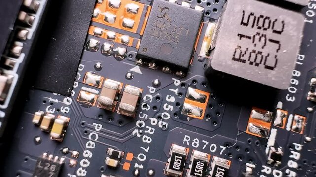 A close-up shot of the components and connections on a circuit board