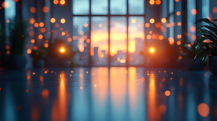 Obraz premium Modern bright office interior with furniture and daylight.Blurred background of a modern office space. Blurred office backdrop.