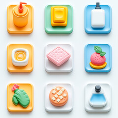 3D Icon Set Featuring Essential Handwashing Items for Global Handwashing Day Awareness Campaign