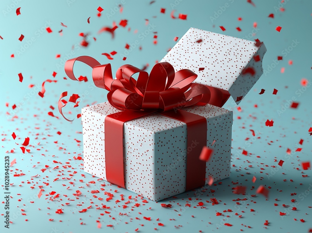 Poster isolated on a green blue pastel color background with shadow 3d rendering of an open gift box with r