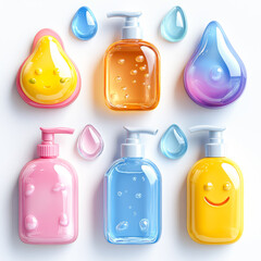 3D Icon Set Featuring Essential Handwashing Items for Global Handwashing Day Awareness Campaign