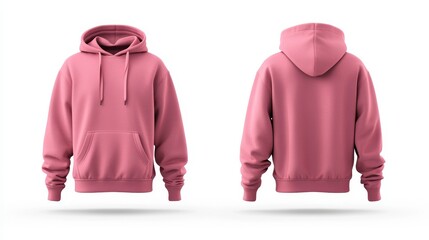 Pink hoodie mockup. Front and back hoodie template
